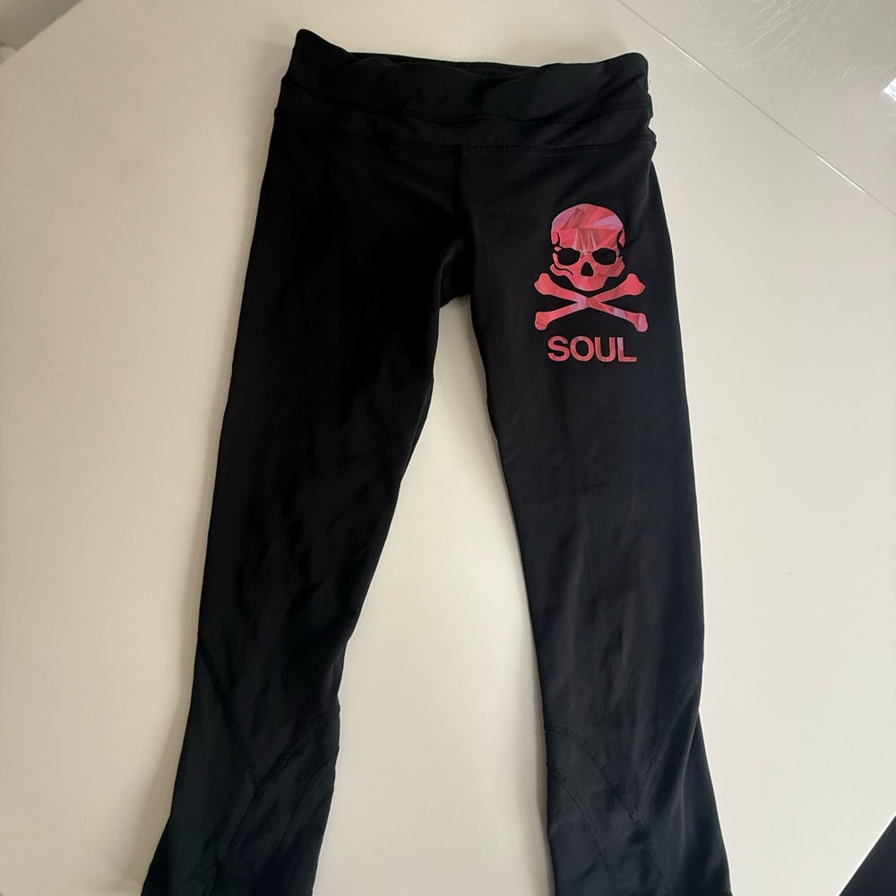 Lululemon Athletica Black and Pink Skull Leggings